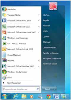 (resim 1) Bilgisayarı kapatmak için Başlat->Kapata basarak bilgisayarı kapatırız.