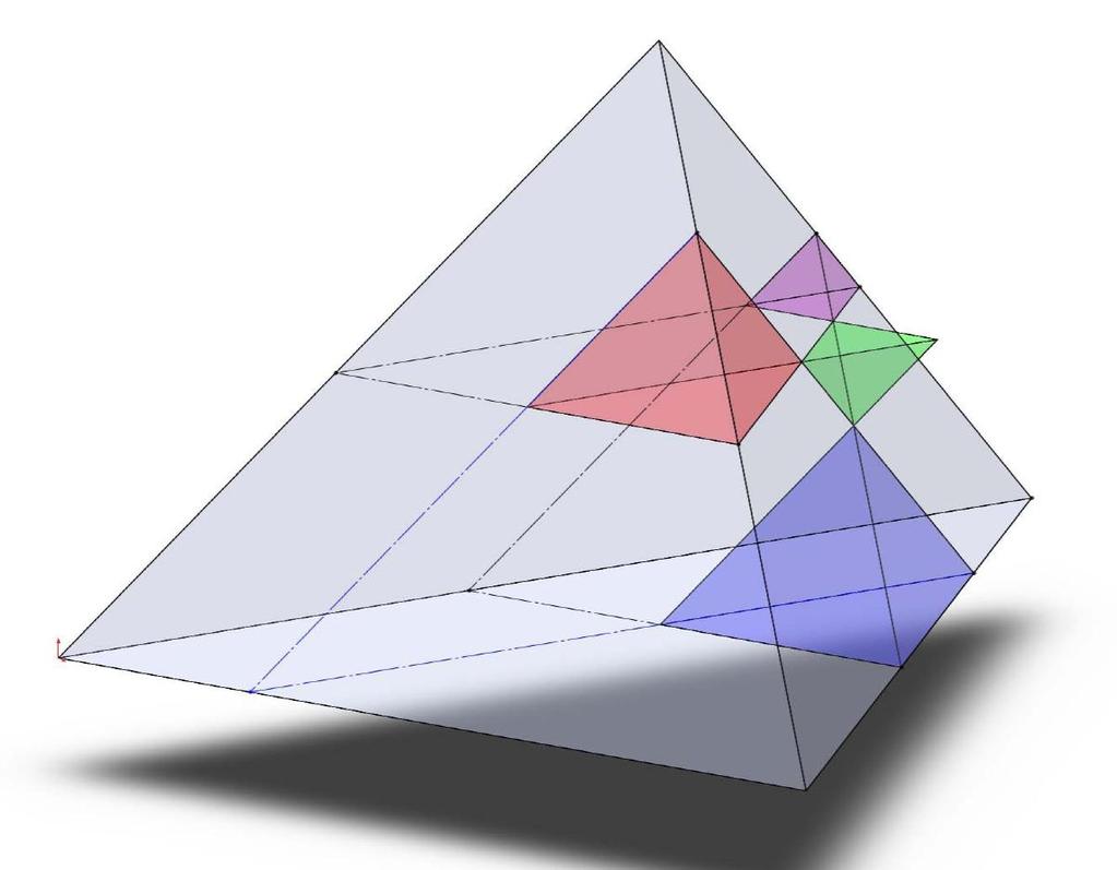 olduğu bulunur. III. urum Tek bir üçgen piramit oluşacağından bir toplam formülü elde etmek söz konusu değil ÖNRM 4.6: Hacmi olan bir üçgen piramidi verilsin.