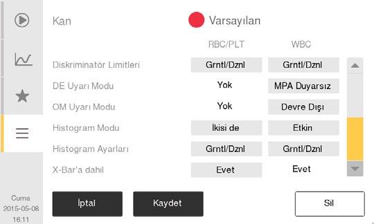 7. Menü Yapısı ve Gelişmiş Ayarlar Gelişmiş Parametre Ayarları Uyarı Limiti Ayarları z Alarm Limiti değerlerini değiştirmek için, görüntülemek ve düzenlemek üzere Uyarı Limitleri'nin sağındaki