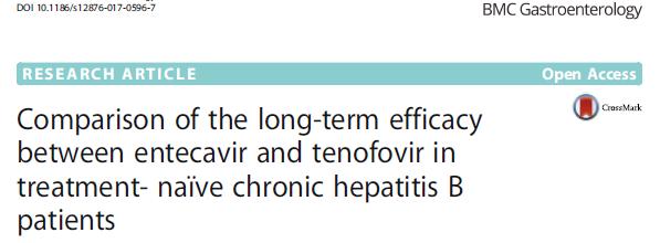 Naiv KHB için Entekavir veya tenovir başlanmış hasta kohortu Uzun dönem sonra (ortalama 27 ay) HBV DNA