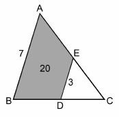 46. AB // DE CDE CBA k 7 ( k : benzerlik oranı) Benzer iki üçgenin alanlarının oranı, benzerlik oranının karesine eşit olduğundan, alan( CDE) alan(