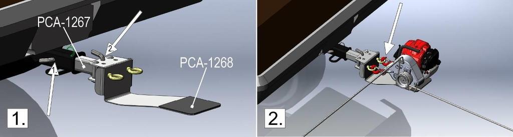 3.4 50 mm'lik Avrupa'da üretilen bilyeler (PCA-1266) ve vinç destek plakası adaptörü (PCA-1265) için Heck-Pack sistemi ile birlikte vinç destek plakasının (PCA-1268) kullanımı 1) Şekil 1: Vinç destek
