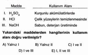 8.soru: 5.soru: Asit yağmurlarıyla ilgili I-Bitkiler için yararlı elementleri topraktan uzaklaştırır.