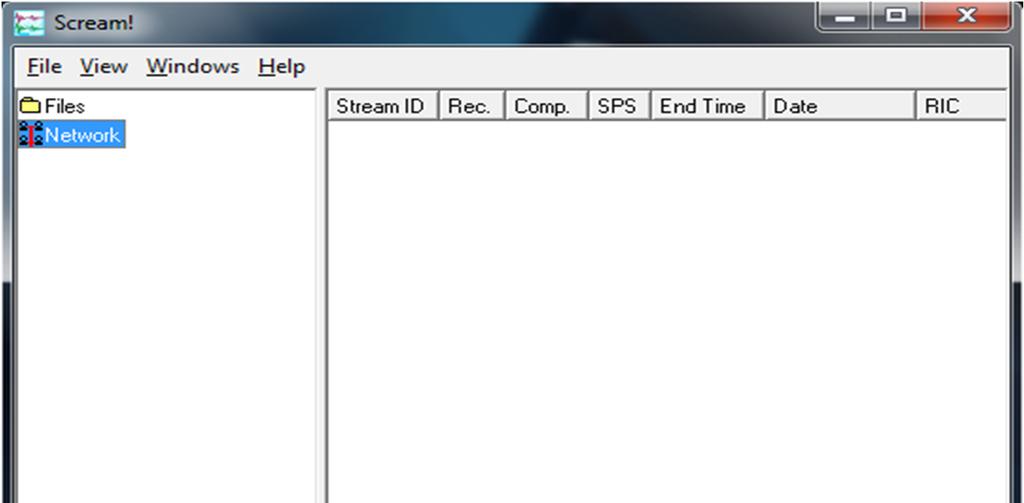 Şekil.: Scream! başlatıldığında ekranda görüntülenen ana pencere Scream! programında verileri yerel bir diske kaydetmek için gerekli olan komutu bir ikon üzerine tıklayarak gerçekleştirmek mümkündür.