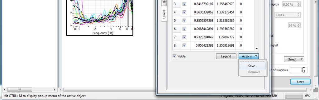 genlik-frekans değerleri, Wordpad programında açılarak Excel dosyasına