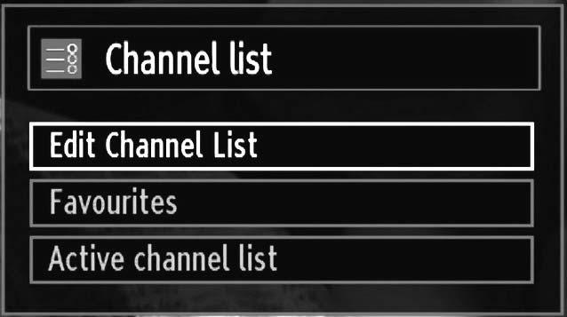 You can edit this channel list, set favourites or set active stations to be listed by using the Channel List options. Press MENU button to view main menu. Select Channel List item by using or button.