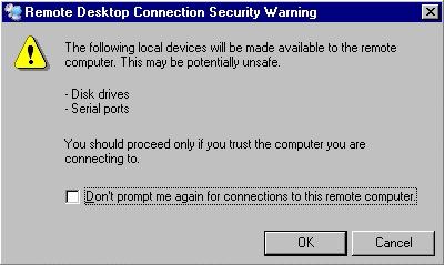 Bu uyarı ekranında bağlandığınız bilgisayarın