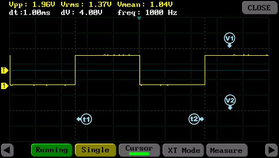 3.5. Cursor Fonksiyonu Gözlemlenen sinyal üzerinde ölçümler yapmak için Cursor menüsü kullanılır. Cursor menüsü Şekil 3b de (Menü 2) (22) ile gösterilen butona tıklanarak aktif edilir.
