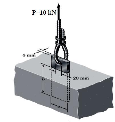Örnek 5: P=10 kn yük taşıyan bir halat 8 mm kalınlığındaki çelik bir plaka ile beton bir duvara