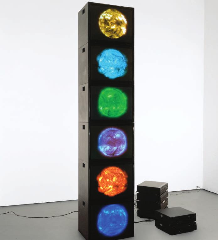 6 Renkli Dikey Güneş Yığını 2000 6 monitör ve 6 medya oynatıcılı yerleştirme Yerleştirme boyutu değişken Tek edisyonlu, 1 sanatçı kopyası Sanatçı ve David Zwirner, New York/Londra