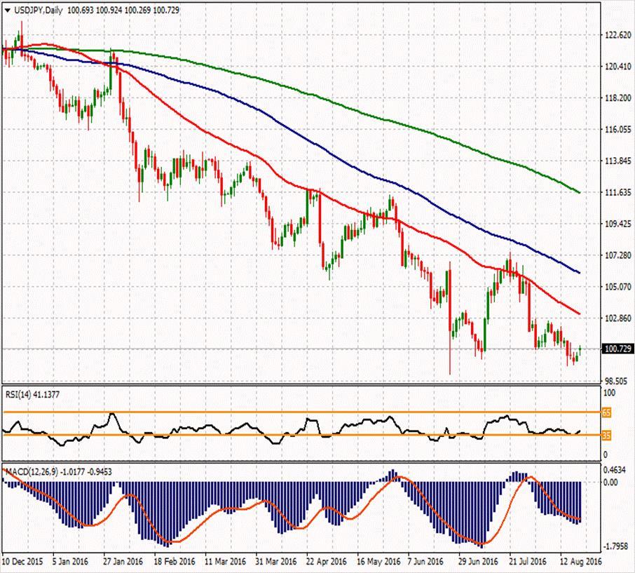 USD/JPY ikinci direnci 100.767 102.1 101.16 ilk direnci 100.35 100.493 100.187 99.913 99.41 99.607 ikinci desteği 98.