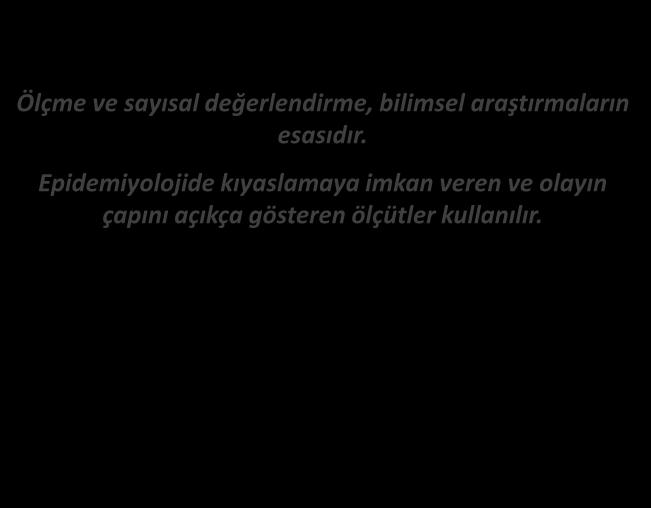 EPİDEMİYOLOJİ ÖLÇME VE DEĞERLENDİRME Ölçme ve sayısal değerlendirme, bilimsel araştırmaların