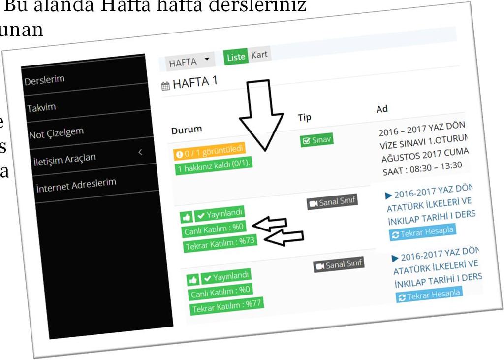 Devamsızlığımı nasıl görebilirim? SIKÇA SORULAN SORULAR Derslere devam durumunuzu Derslerim Menüsüne tıklayınız. 1. Adım : Gelen Pencerede ilgili dersi seçiniz. 2.