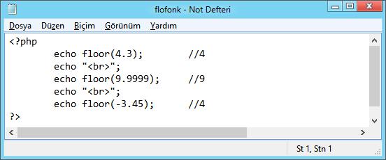 Fonksiyonlar Matematiksel Fonksiyonlar floor() Fonksiyonu