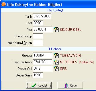 Rehber Ataması Müşteri Trafiğindeki gibi rehber ve araç ataması birkaç yoldan yapılabilir. Bunlardan ilki Enter tuşudur. Müşteri satırındayken Enter tuşuna basılır ve rehber seçilir.