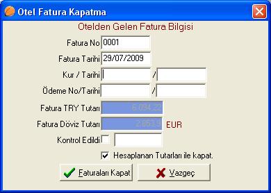 4) b Birden fazla vouchera tek bir fatura gönderildi fakat rakamlar birbirini tam olarak tutmuyor ise yine fatura kapatma adımından ilgili voucherlar seçilerek hesaplanan tutarları kapat denilerek