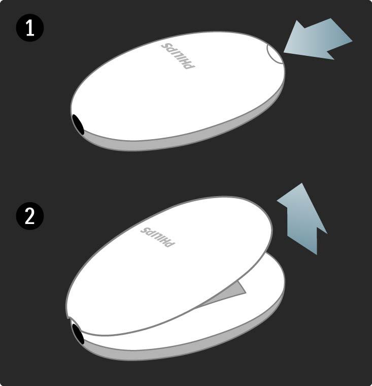 2.1.3 Piller Pil kapağını açmak için uzaktan kumandanın köşesindeki küçük beyaz düğmeyi içe bastırın ve kapağı çekin. Birlikte verilen 2 pili (AAA-LR03-1.5V) takın.