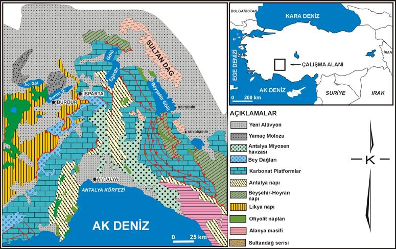 Anamasdağı (Yenişarbademli Kuzeyi / Isparta) Karst Kaynaklarının Hidrojeokimyasal Özellikleri Şekil 1. Yerbulduru haritası (Şenel, 1984 den değiştirilerek) Şekil 2.