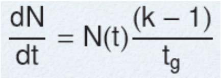 Kısa bir δt süresi sonunda ilk nötron tarafından kaynaklanan nötron sayısı ise (k 1) x δt / t g olur.