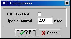 Şekil 2.19: DDE configuration penceresi DDE Enabled (DDE Seçilmiş) İşaretlendiğinde, TEOS'un DDE (Dynamic Data Exchange) Server olarak çalışması sağlanır (Şekil 2.19).
