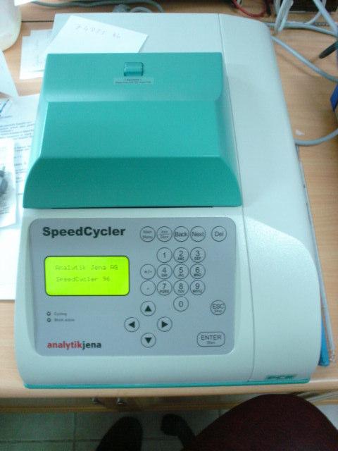 26 3.1.6. PCR Testlerinde Kullanılan Materyal Analytikjena Speedcycler marka thermocycler (Şekil 3.2), solüsyonlar, çözeltiler, 3.1.6.1. ve 3.1.6.2. deki primerler ve 96 hazneli 25 µl kapasiteli PCR plate materyal olarak kullanılmıştır.