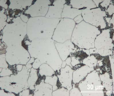 de Ç1020 çeliğinin 42 ppm oranında bor içeren malzemesinin haddeleme yönüne dik olarak farklı büyütmedeki mikroyapısı