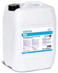 Yağ ve Kir Çözücü Sıvı Yardımcı Yıkama Maddesi (Konsantre) FORTEX HDL Her tür sanayi tipi çamaşır makinelerinde kullanıma uygundur.