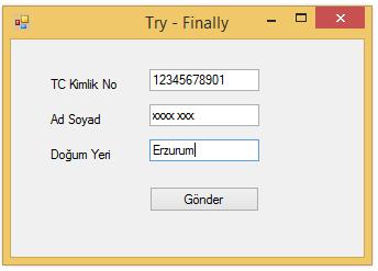 Resim 14. Try - Finally kod ekranı Resim 15.