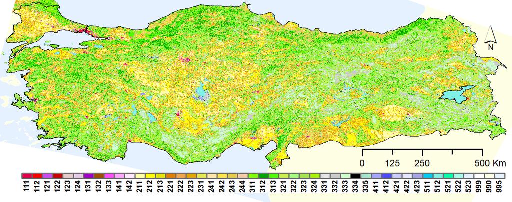 3. TÜRKİYE DE ARAZİ KULLANIMI Türkiye de arazi örtüsü verisinin yönetimi konusunda resmi olarak kabul edilmiş bir veri standardı bulunmamaktadır.
