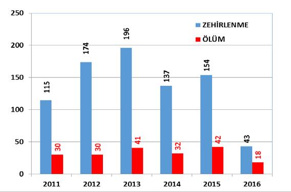 Bölgede İzmir ve Balıkesir illeri zehirlenme ve ölüm vakaları konusunda en belirgin illerdir. 3.