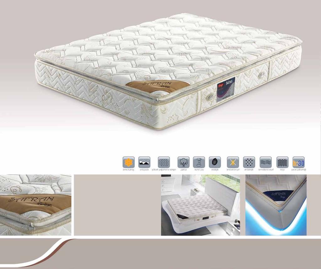 Safran CRD 1010 * 1 m2 de 150 adet bonel yay kullanılarak yatağınız daha konforlu bir hale getirilmiştir.