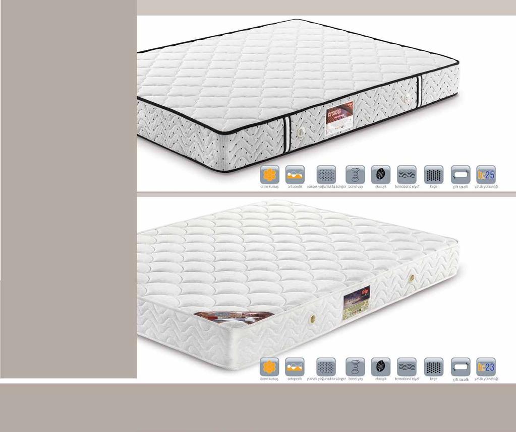 *Özel tasarlanmış ve uygulanmış örme kumaşıyla alışılmış yataklardan farklı ve göz okşayıcıdır. * 1 m2 de 150 adet bonel yay kullanılarak yatağınız daha konforlu bir hale getirilmiştir.