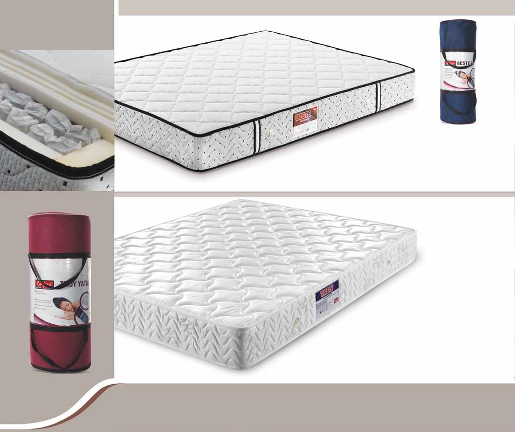 Beste Roll Pack CRD 1021 * Pocket yay kullanılan yatağımız roll yapılarak nakliyesi 1/3 e düşürülmüştür * Yatağınızda özel dokunmuş 180 gr örme kumaş, termobond elyaf ve elastik sünger ile