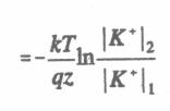 2.13 (2.11) elde edilir. Bu son bağıntıyı (dv/dx)dx şekline koyup, soldan sağa doğru membran boyunca entegre edersek, (2.12) (2.13) elde edilir. Bu bağıntı Nemst denklemi olarak isimlendirilir.