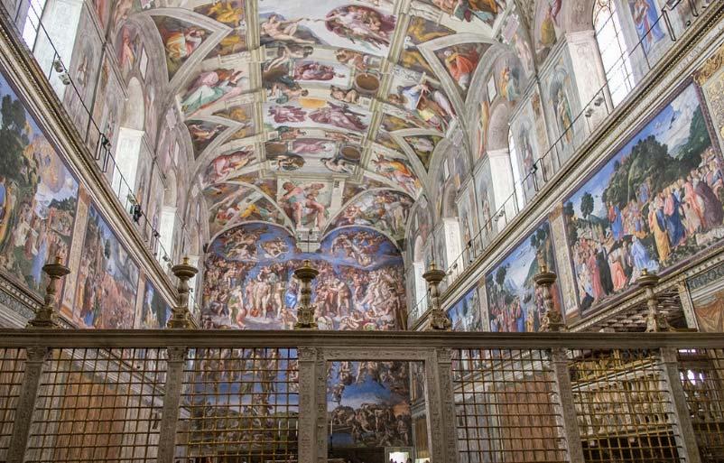 Bunlar arasında en önemlileri Michelangelo tarafından yapılan Sistina Şapeli tavanı ve Son Hüküm'dür. *Tavan *Son Hüküm 9.