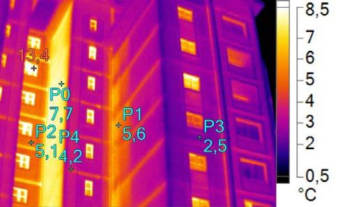 625 PENCERELER: Termal kamera görüntülü ölçümlerine göre, dış cephedeki pencerelerin bir kısmının sızdırmazlığı genel olarak iyi görünmekle beraber diğerlerinde ısı kaçakları oluştuğu görülmektedir.