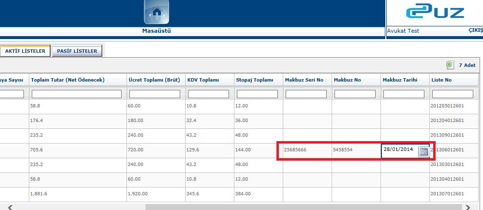 Muhasebe Eki Yükle ekranında bulunan sil butonu eklenen makbuzun silinmesini, indir butonu ise makbuzun bilgisayara indirilmesini sağlar.