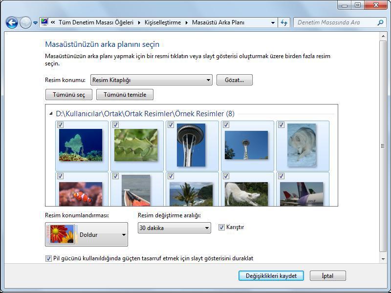 Mahmudiye HEM Windows 7 Modul 1~ 29 ~ Masaüstü arka planını değiştirme Masaüstünüzün arka planı (duvar kağıdı olarak da adlandırılır) kişisel koleksiyonunuzdan dijital bir resim veya Windows ile