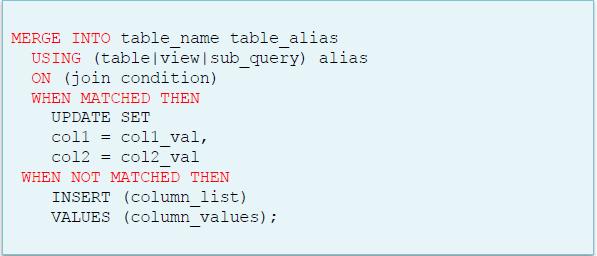 MERGE Bir tablo üzerinde yapılan insert, update, delete gibi DML işlemlerini yetenekli ve şartlı bir şekilde gerçekleştirir.