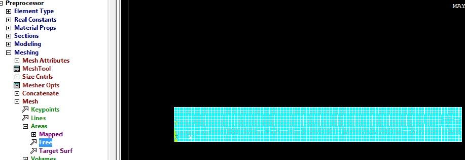 1.1.10 MESH YAPMA Main Menu > Preprocessor>Meshing>Mesh>Areas>Free komutuna asıldıktan sonra çıkan