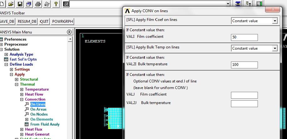 1.2.4 TAŞINIM KATSAYISI VE SICAKLIĞIN GİRİLMESİ MainMenu>Preprocessor>Solution>Define