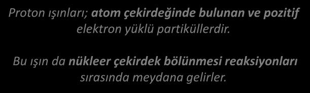 PROTON IŞINLAR PROTON IŞINLAR Proton ışınları; atom çekirdeğinde bulunan ve pozitif elektron