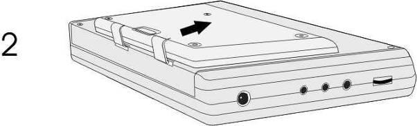 Batarya paketini, resim 2 de gösterildiği gibi ünitenin üst kısmına doğru hafifçe kaydırın. 6.