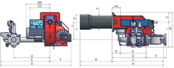 Teknik Özellikler Tip Model min Kapasite kw maks Elektrik Güç Kaynağı Fan motoru kw Gaz Bağlantı Çapları P60 M-xx.x.TR.A.7.xx 160 800 230/400V 3N ac 1.1 2 - DN65 P65 M-xx.x.TR.A.7.xx 270 970 230/400V 3N ac 1.