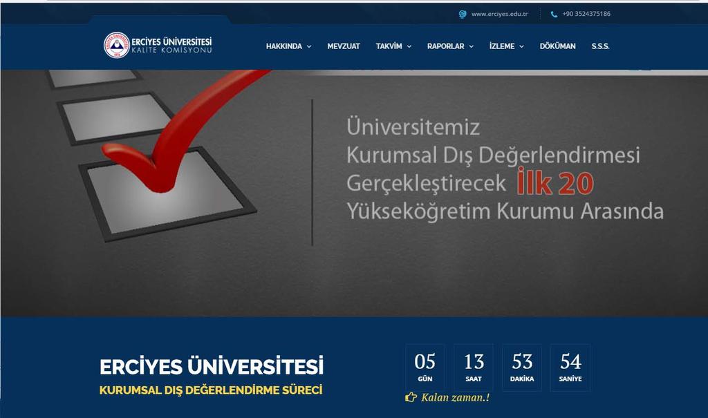 ERÜ Kalite Komisyonu web sayfası tasarlandı