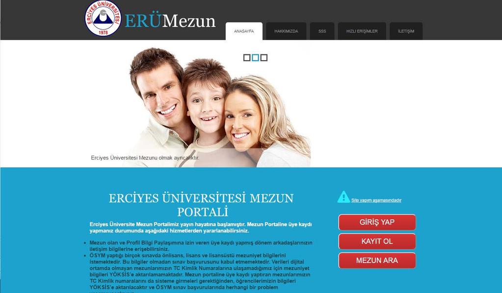 ERÜ Mezunları web sayfası tasarlandı