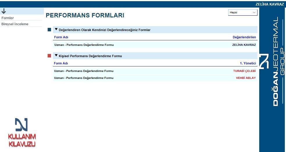 Uzman kendi hesabına girerek 1.ve 2.