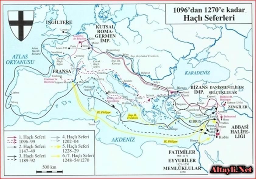 üzerine Kudüs ü geri almak için düzenlenen ve Üçüncü Haçlı Seferi olarak adlandırılan harekât sırasında da Almanlar ile Türkler arasında Anadolu da çatışmalar yaşandı (1190).