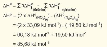 Bulduğumuz bu değerleri aşağıdaki eşitlikte yerine koyduğumuzda tepkimenin standart serbest enerji değişimi değerini; ΔG o değerinin negatif olması ve sıfırdan oldukça farklı değerde çıkması
