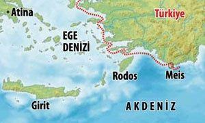 Harita 16: Ege Deniz inde Rodos ve Meis Adası 306 Bahsi geçen adalar ile ilgili olarak belirtilmesi gereken adaların hukuki statüsüdür.